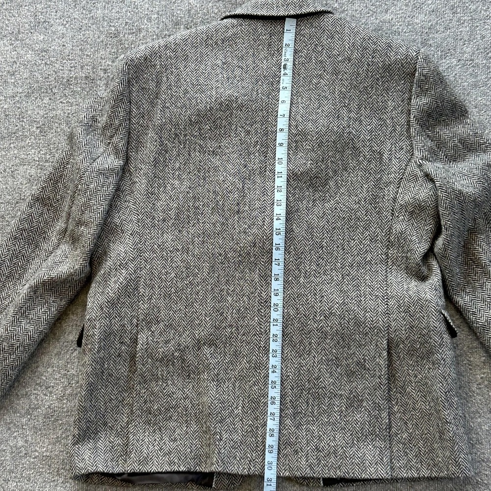 Stafford Sport Coat Mens 48R Gray Harris Tweed Wool Herringbone Blazer Jacket - Picture 14 of 16